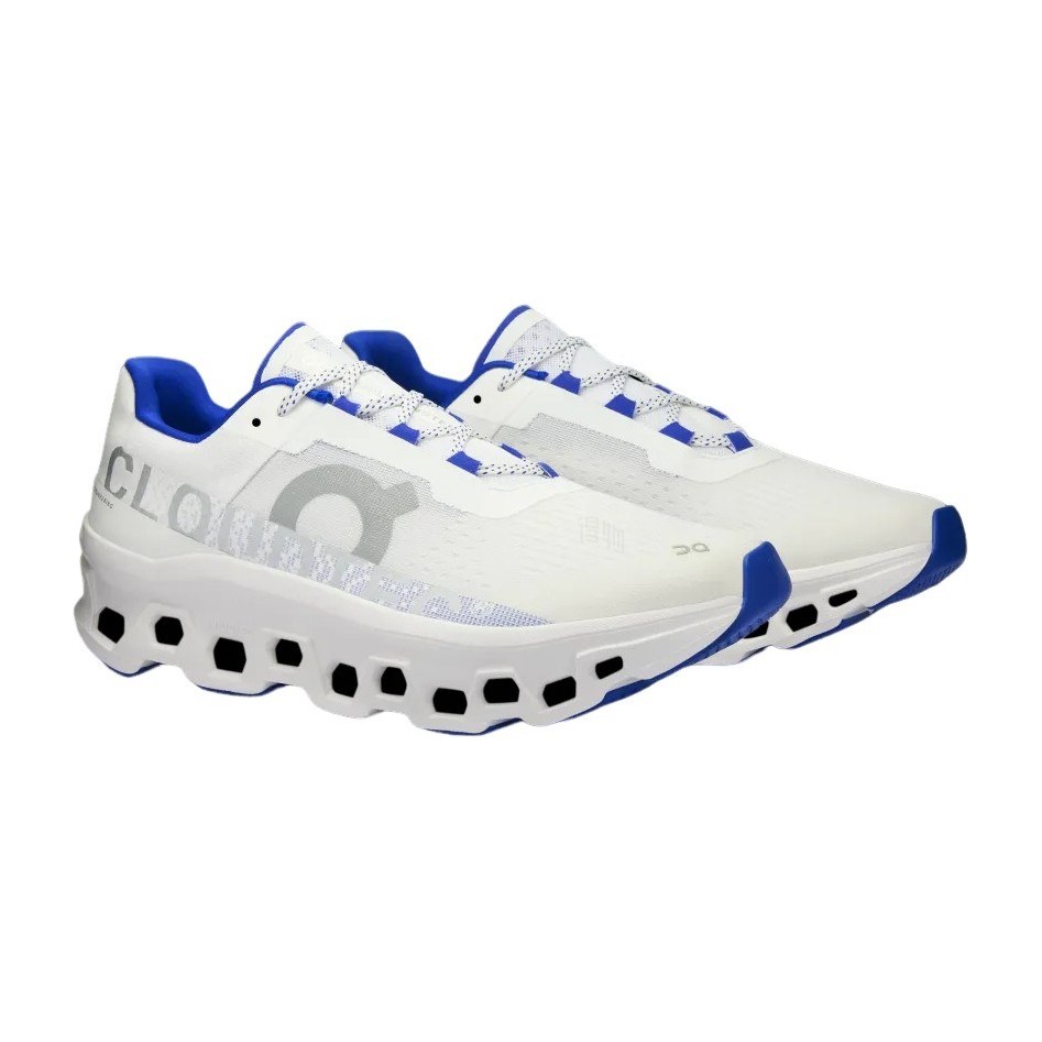 On Cloudmonster White Blue