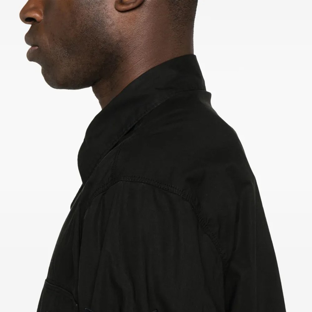 Stone Island Badge Collar Long Sleeve Shirt Black
