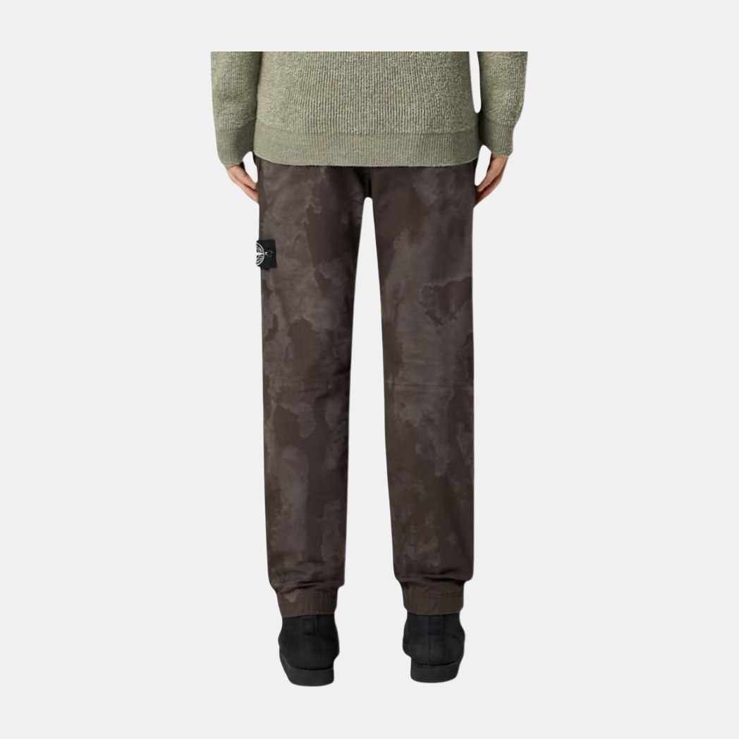 Stone Island SS25 Supima Camo Badge Joggers Military Green