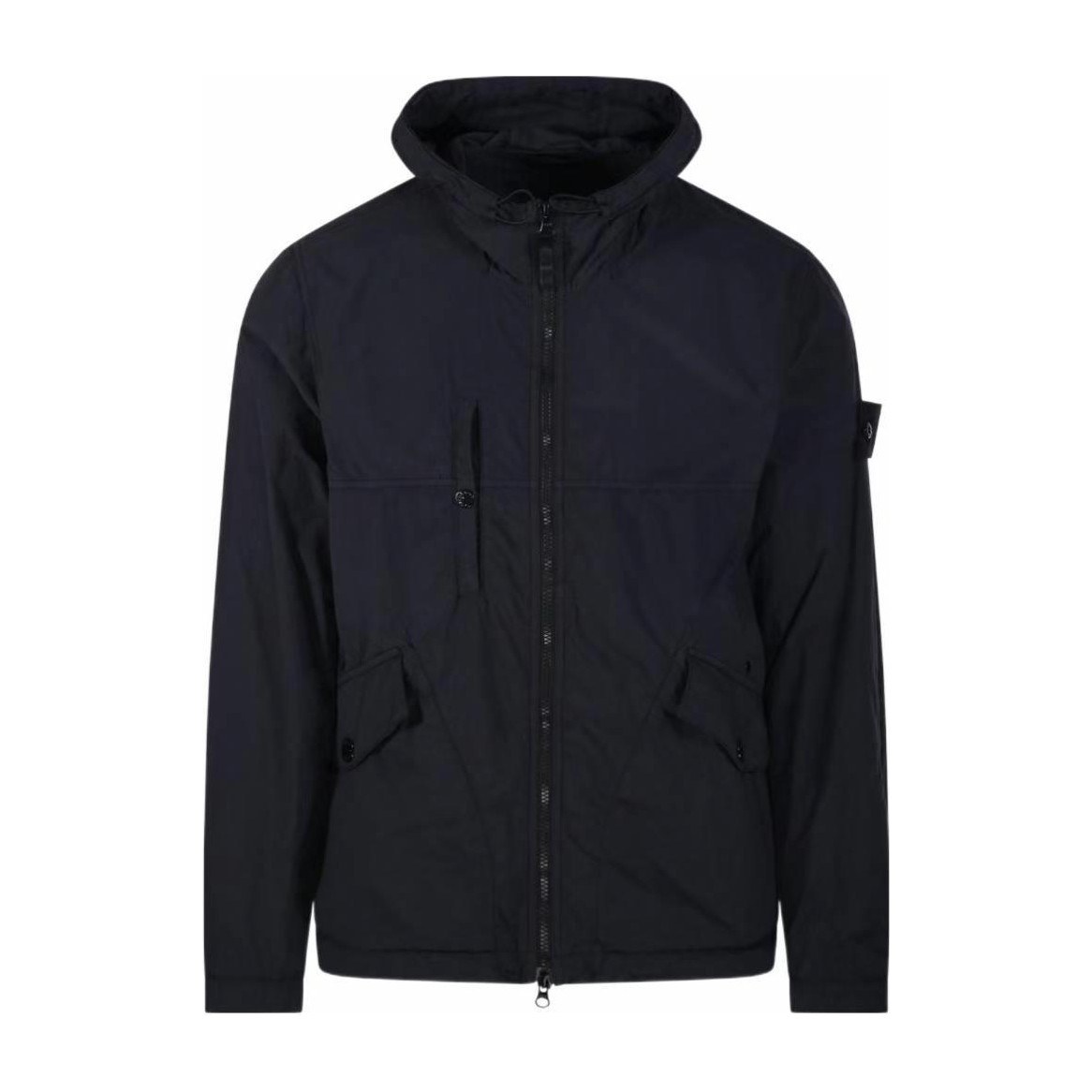 Stone Island SS25 Phantom Nylon Hooded Zip Jacket Black