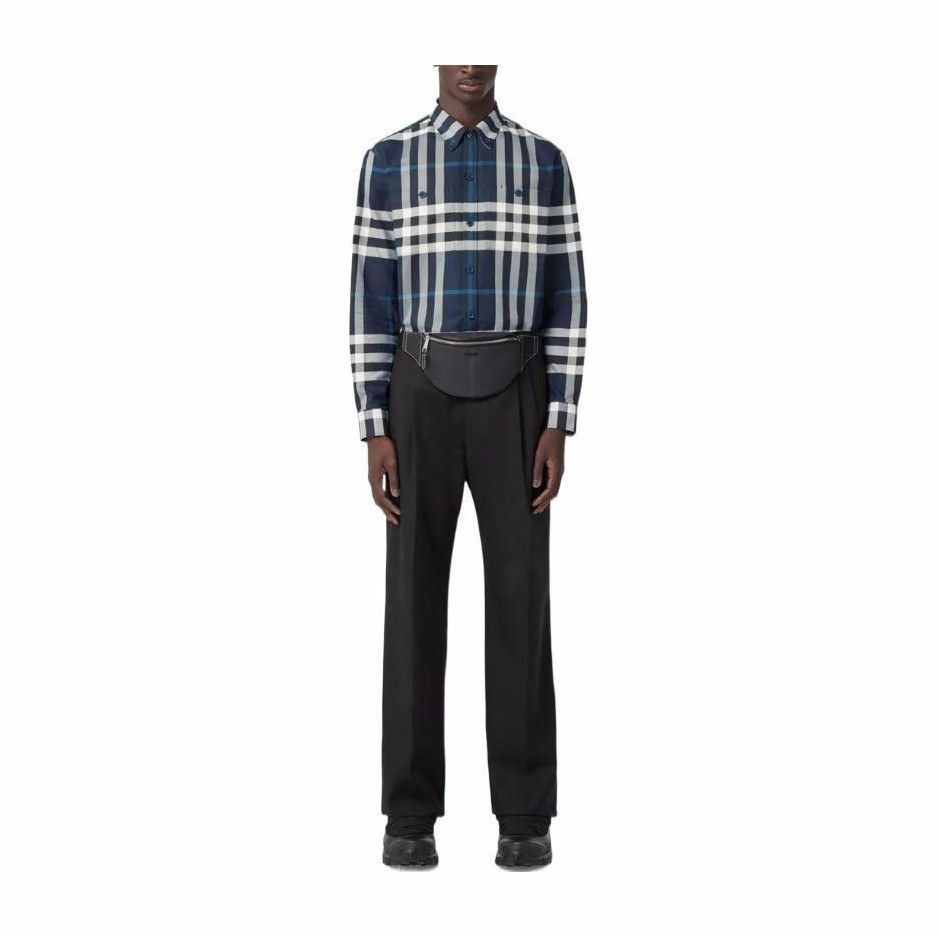 Burberry FW22 Check Single-Breasted Shirt Blue