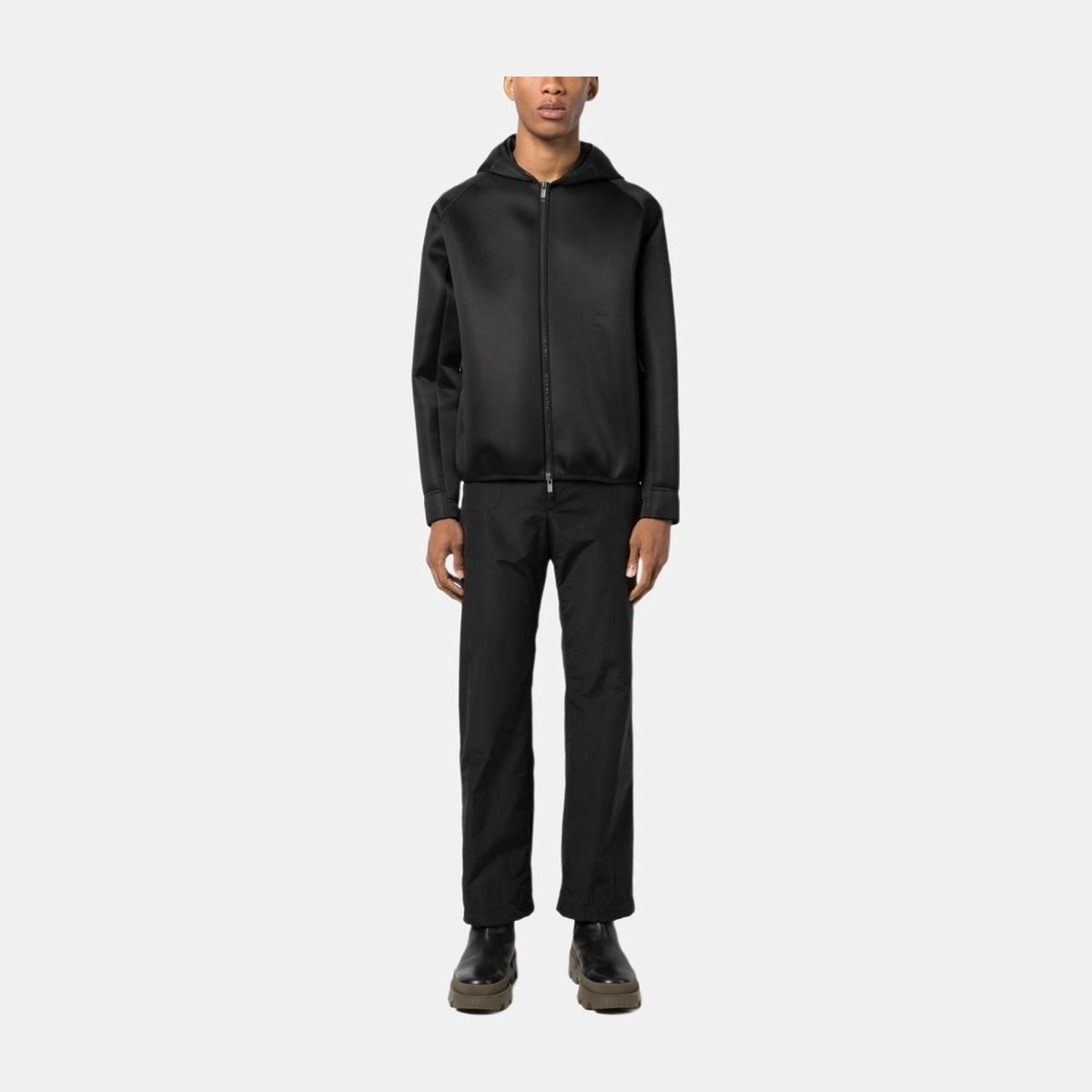 Moncler Neoprene Zip-Up Hoodie