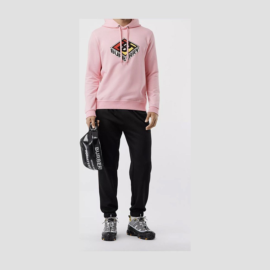 Burberry Logo Cotton Hoodie Pink