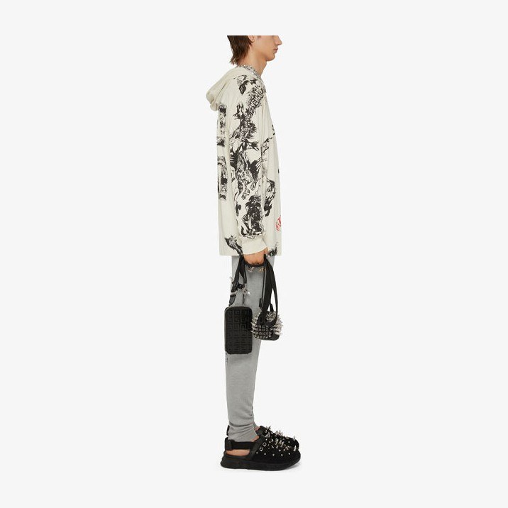 Givenchy SS21 Oversized Gothic Logo Hoodie Gray