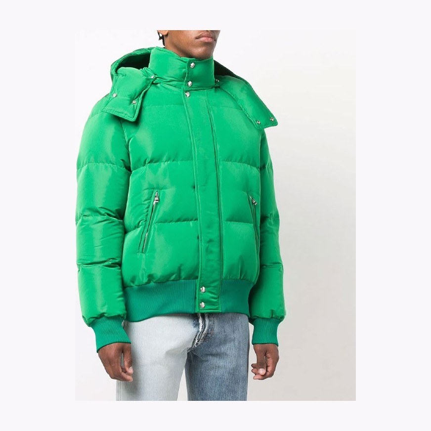 Alexander McQueen Logo Hooded Down Jacket Green