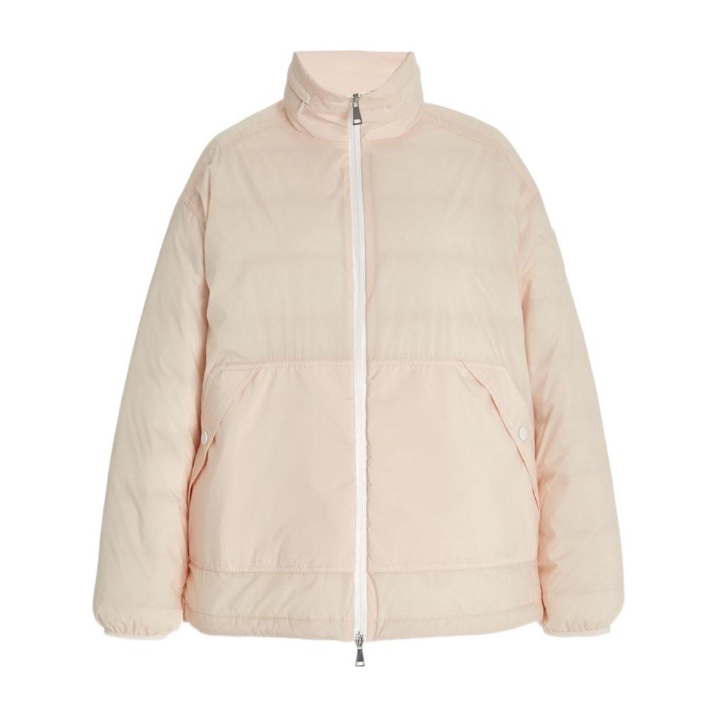 Moncler Logo Print Down Jacket Pink