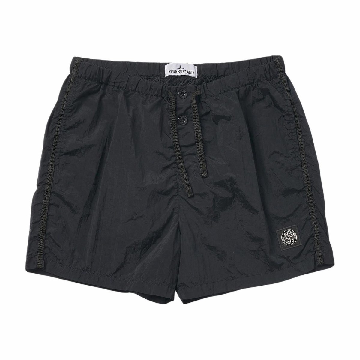Stone Island Logo Drawstring Swim Shorts Black