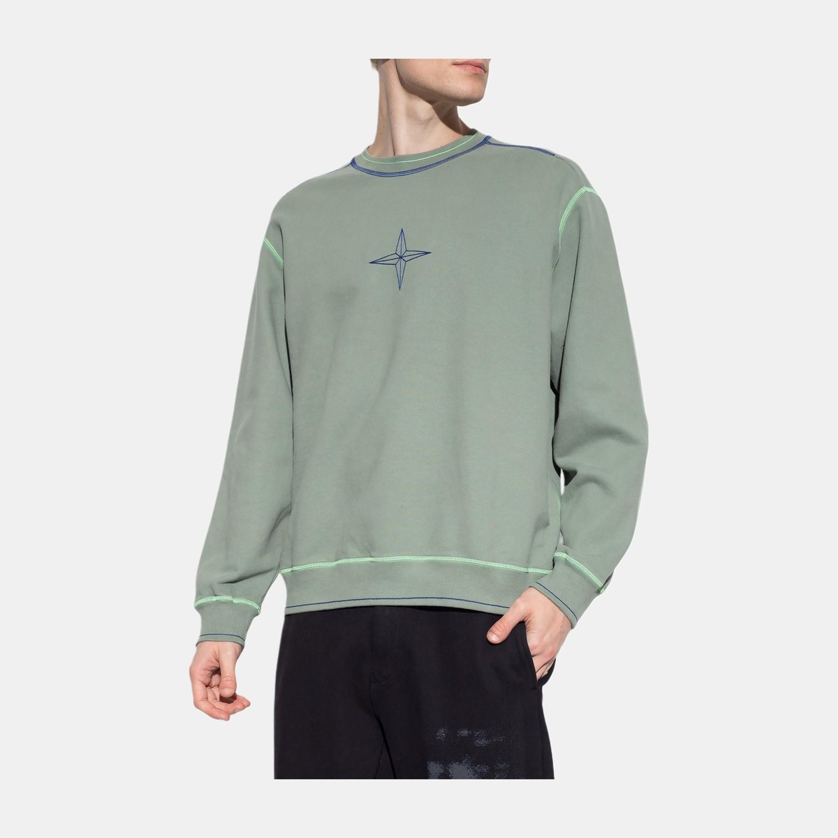 Stone Island Logo Crewneck Sweatshirt Green