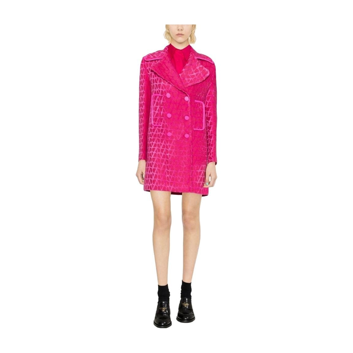 Valentino SS23 Logo Jacquard Double-Breasted Coat Pink