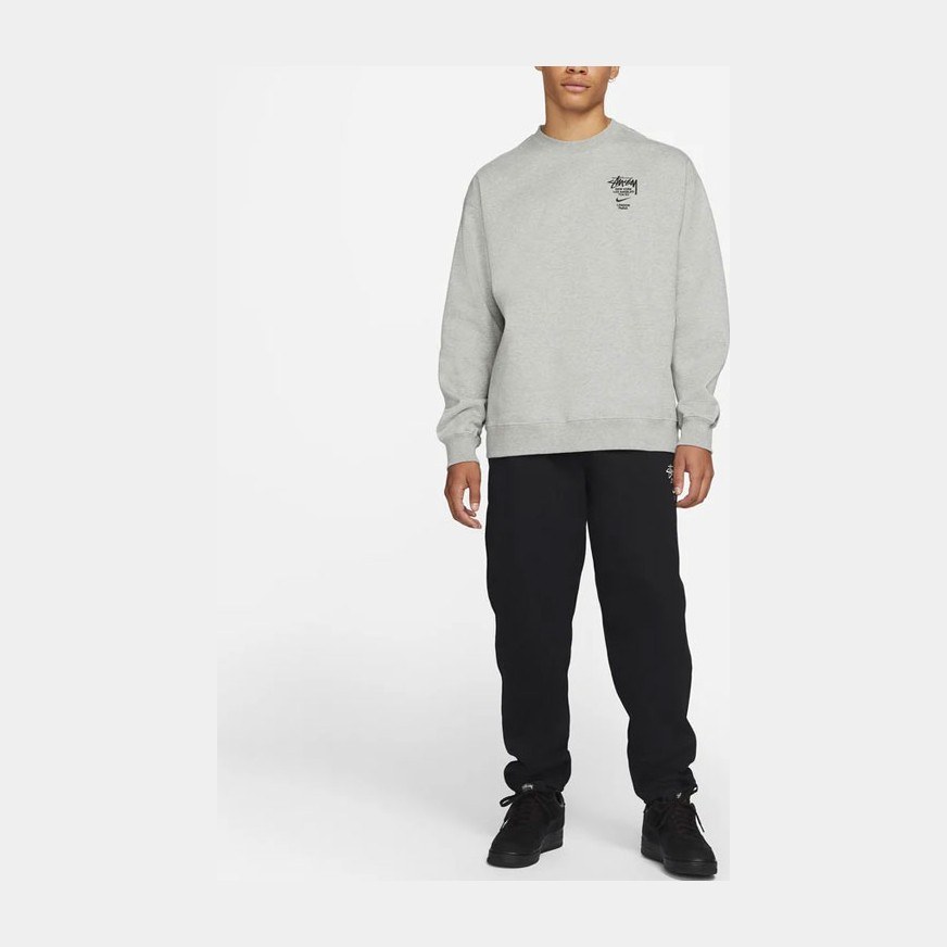 Stussy x Nike Embroidered Logo Crewneck Sweatshirt Grey