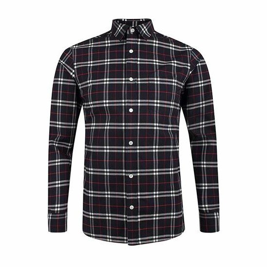 Burberry Navy Check Button-Up Shirt