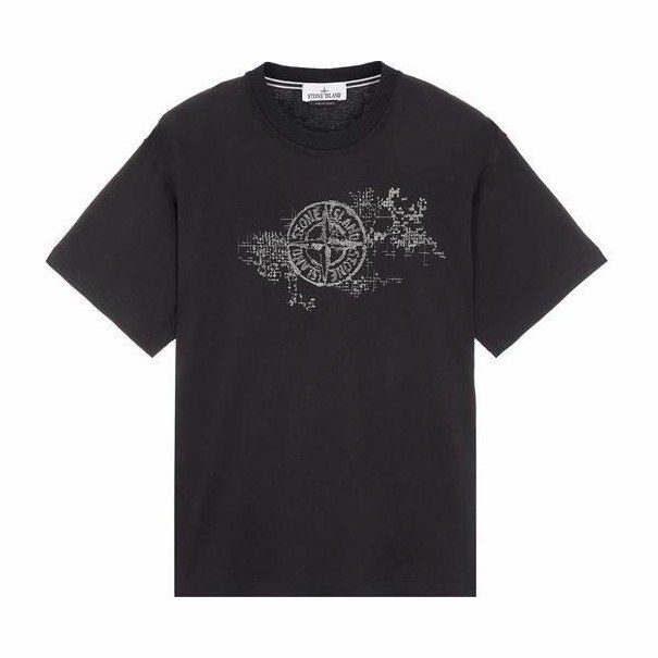 Stone Island Logo Print T-Shirt Black