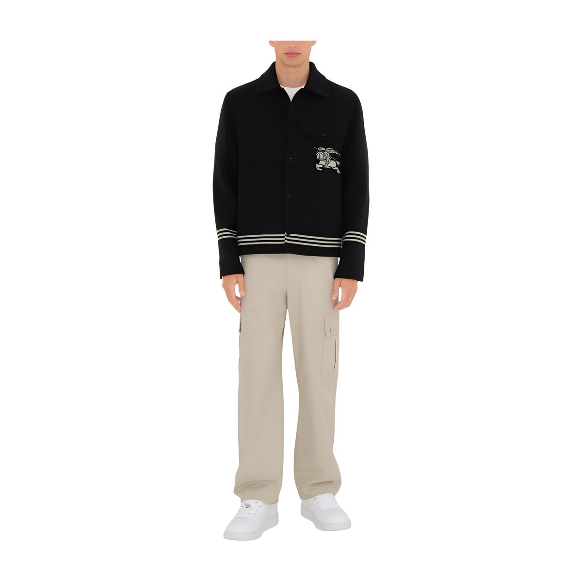 Burberry Striped Print Single-Breasted Jacket Black