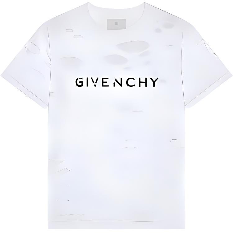 Givenchy SS23 Logo Print Distressed T-Shirt White