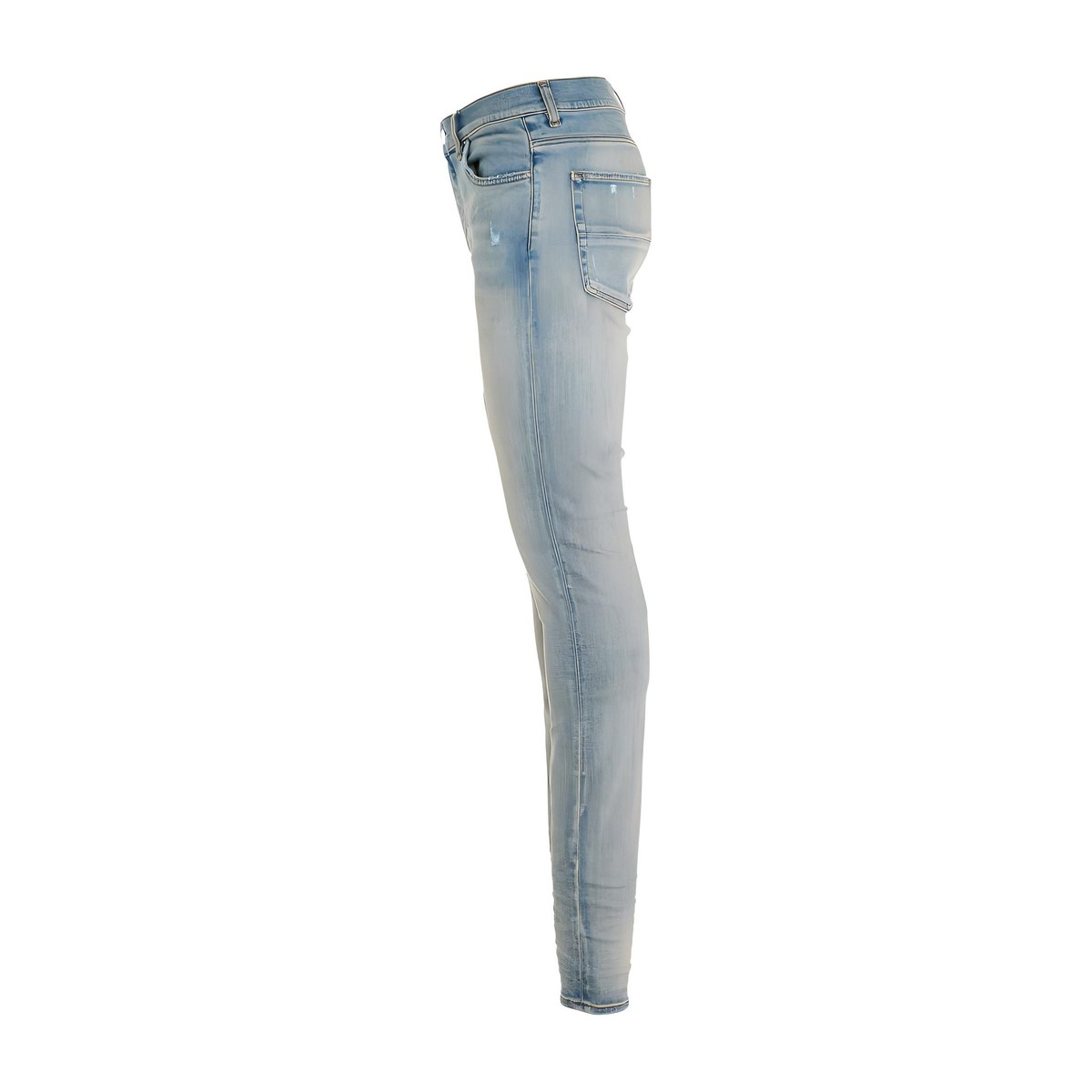 AMIRI Washed Zip Logo Straight Jeans Blue