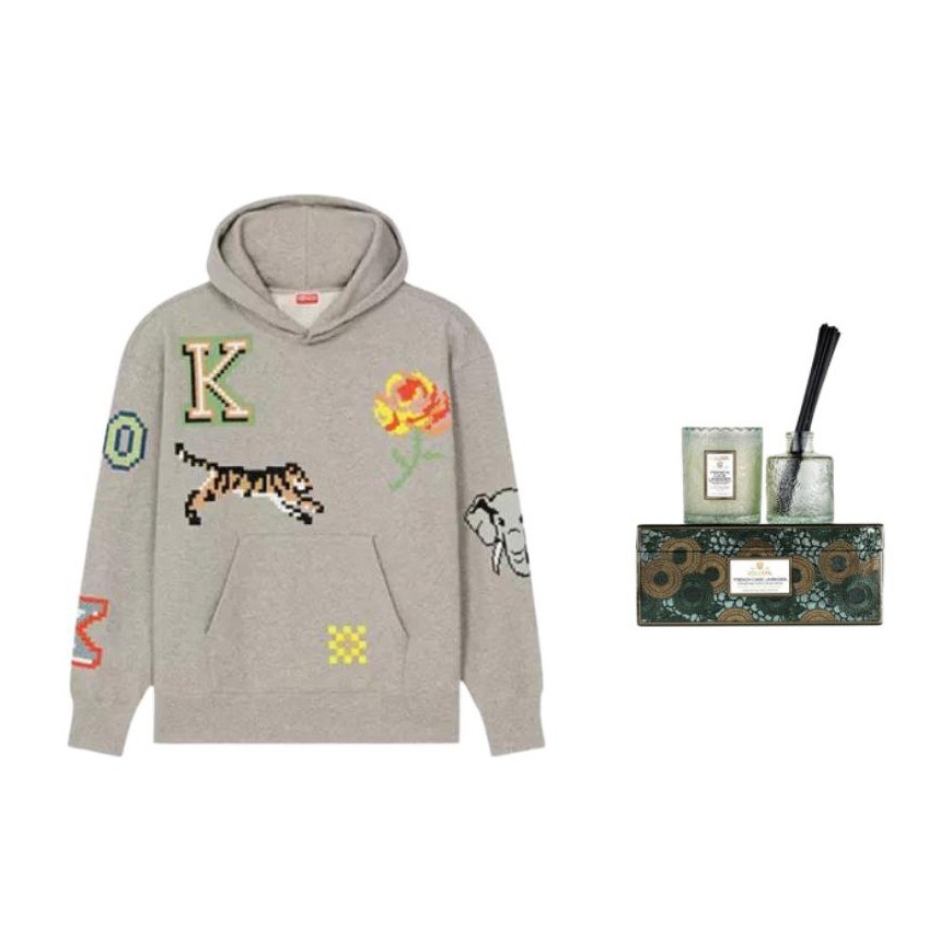KENZO x Nigo Pixel Tiger Hoodie Pearl Grey