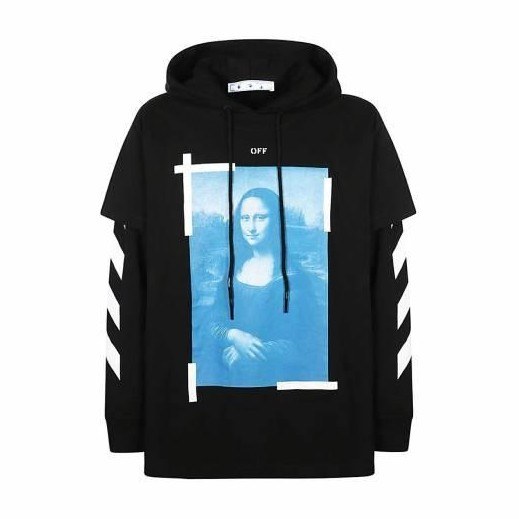 OFF-WHITE SS21 Mona Lisa Print Hoodie Black