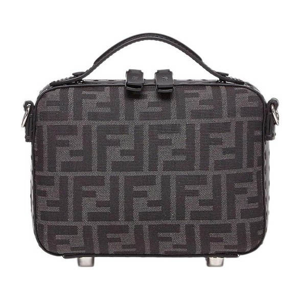 Fendi Logo Canvas Mini Shoulder Bag Gray