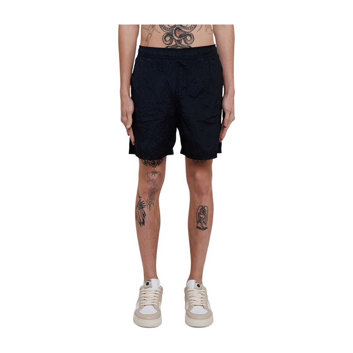 Stone Island Metal Nylon Logo Shorts Navy Blue