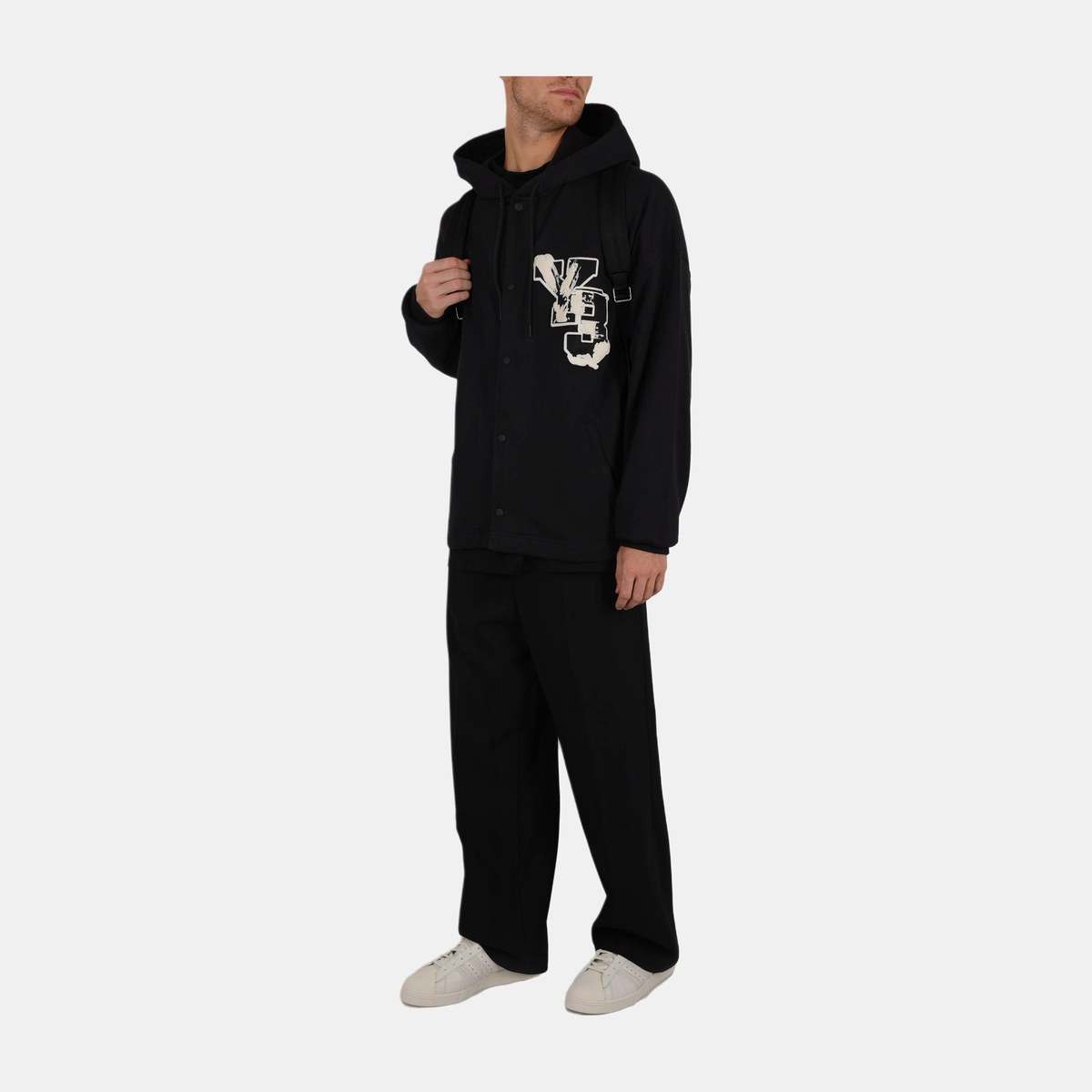 Y-3 Logo Print Hoodie Black