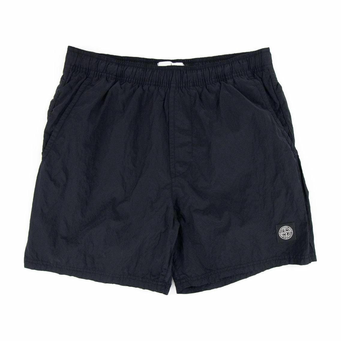 Stone Island Metal Nylon Logo Shorts Navy Blue