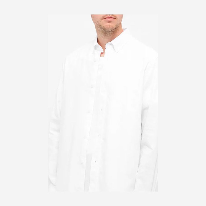 KENZO FW21 Logo Embroidered Long Sleeve Shirt White