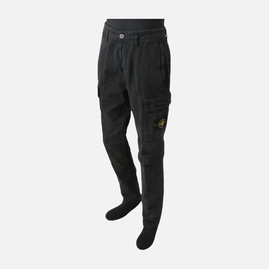 Stone Island Logo Zip Tapered Pants Black