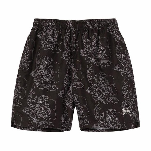 Stussy Embroidered Floral Shorts Black