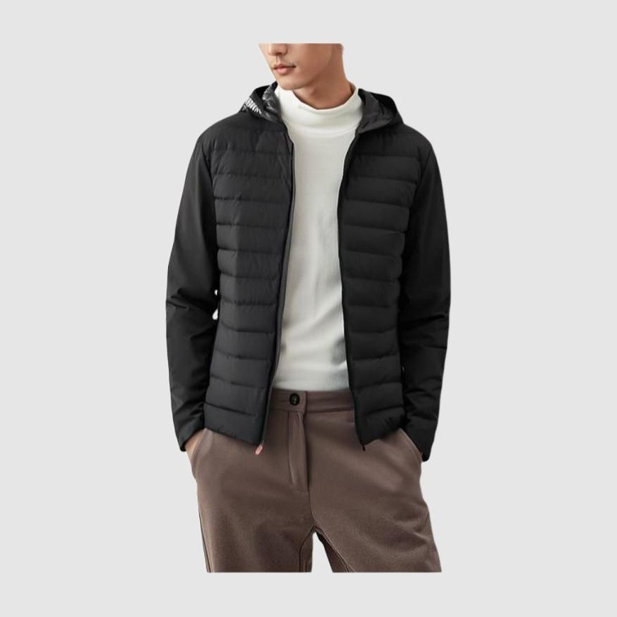 Moncler Logo Hoodie Down Jacket Black