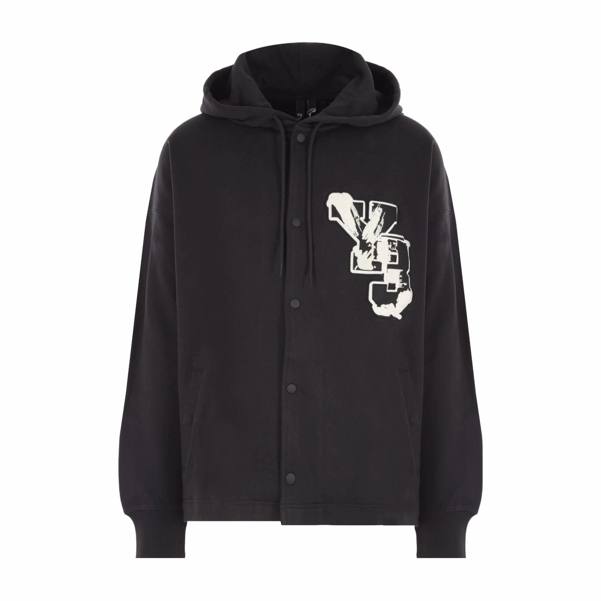 Y-3 Logo Print Hoodie Black