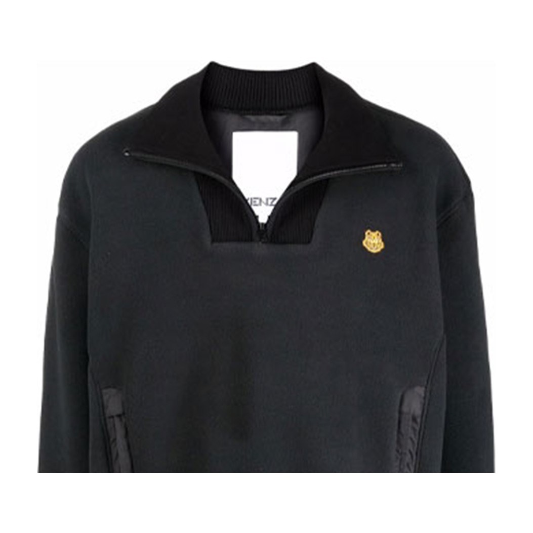 KENZO Logo Embroidered Half-Zip Sweatshirt Black