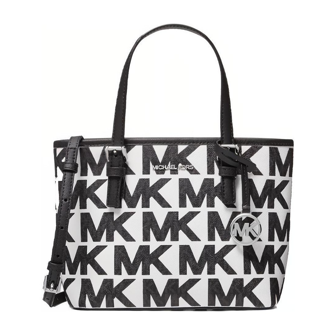 Michael Kors Jet Set Mini Tote Black White