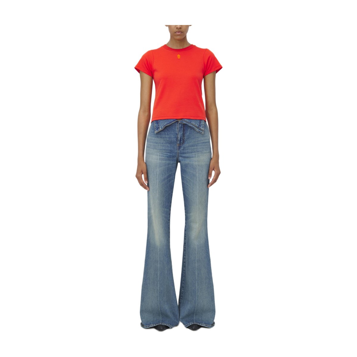 Alexander McQueen Reversible Skull Embroidered T-Shirt FW24 Coral