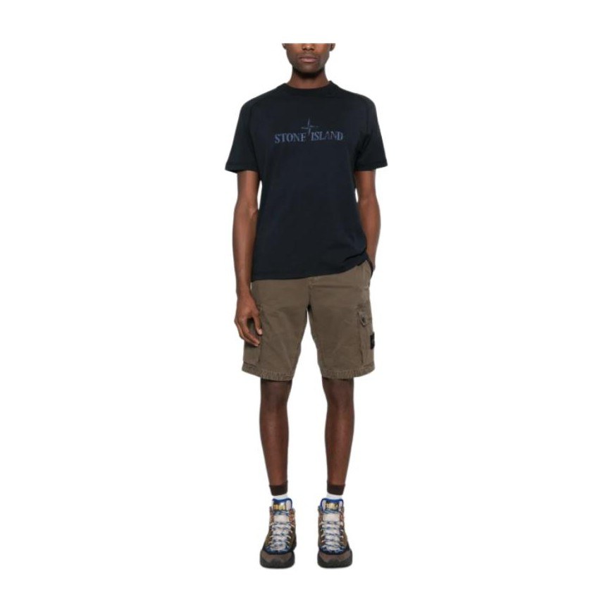 Stone Island SS25 Letter Print Crew Neck T-Shirt Navy