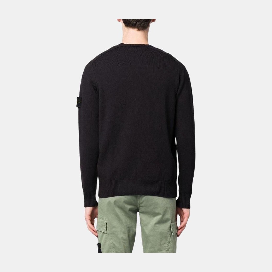 Stone Island V-Neck Knit Sweater Black