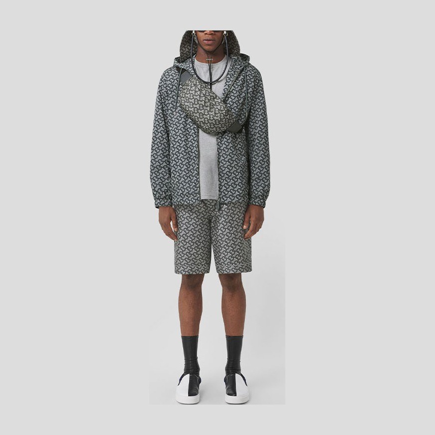 Burberry FW21 Logo Print Hoodie Jacket Grey