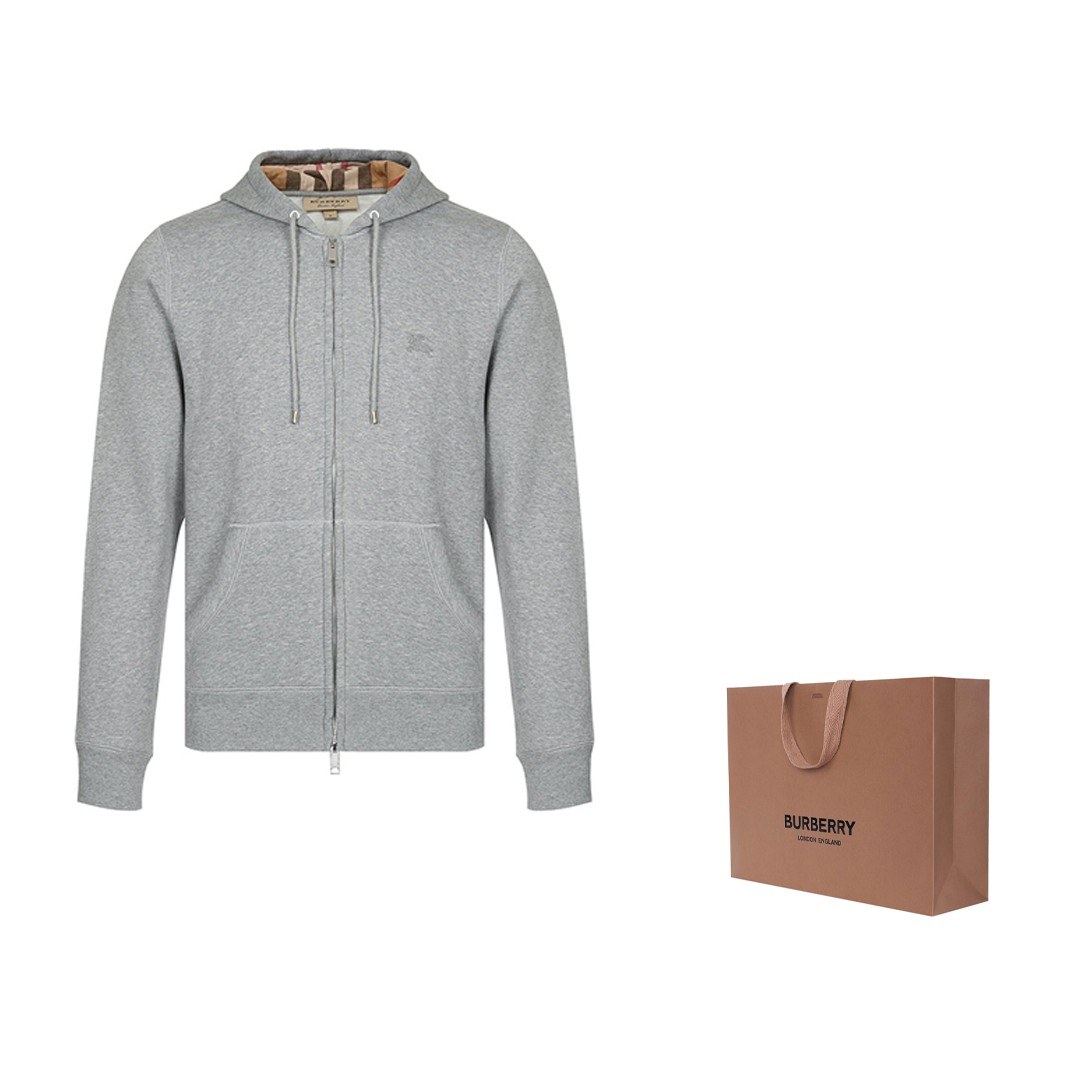Burberry Logo Print Hoodie Light Grey