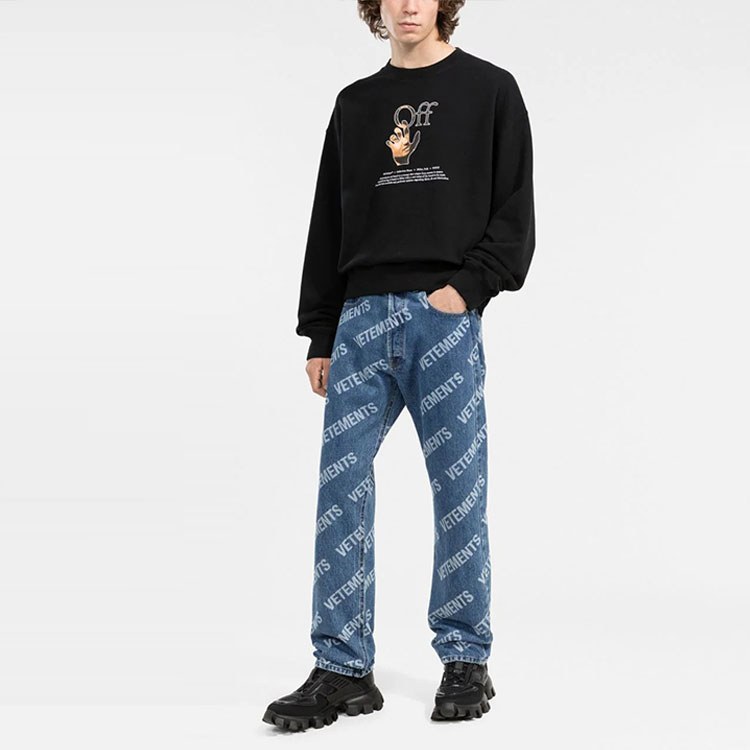 OFF-WHITE FW21 Logo Crewneck Sweatshirt Black