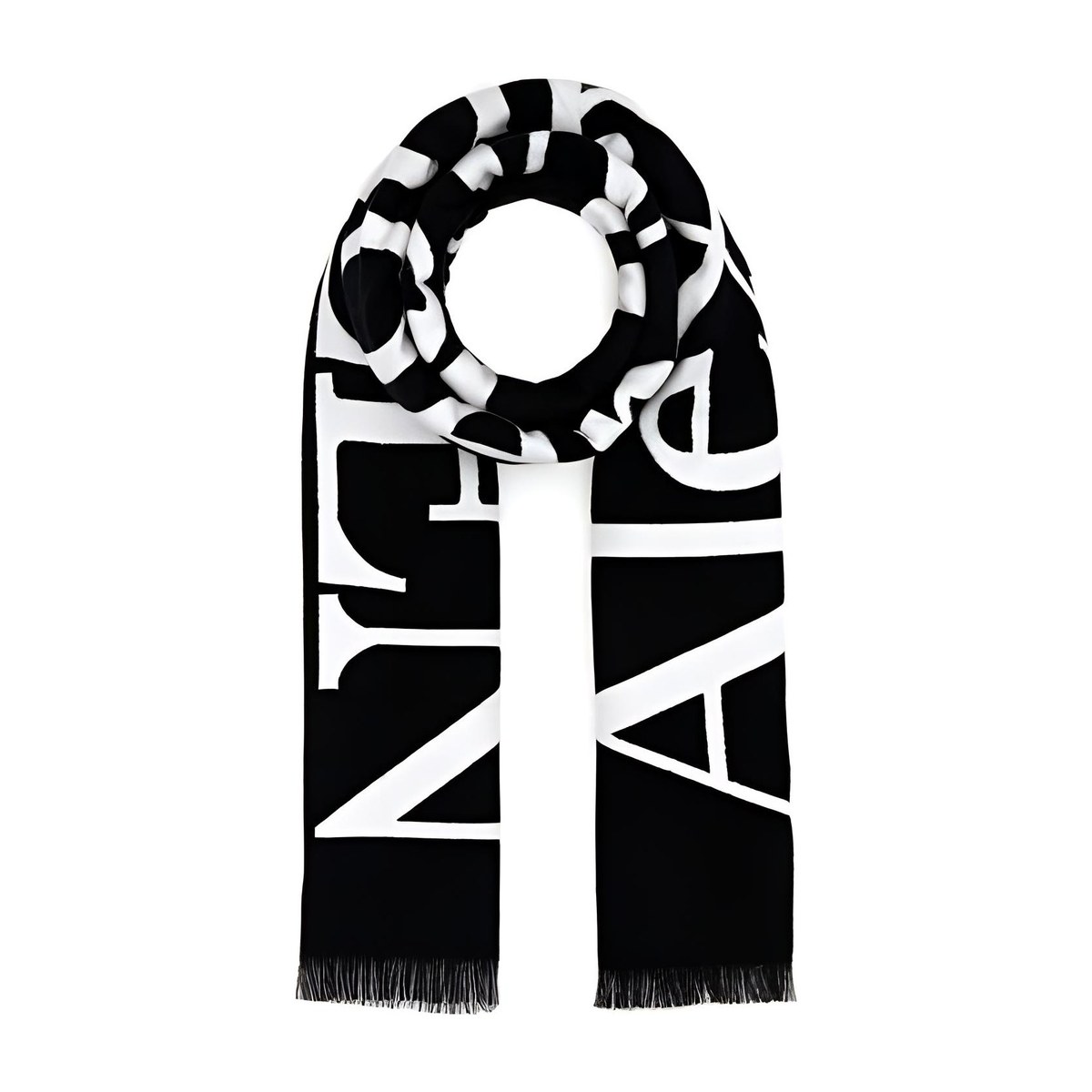 Alexander McQueen Letter Print Scarf Black