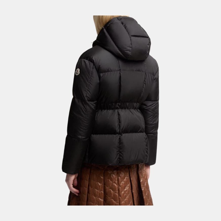Moncler Agneux Square-Quilted Hooded Short Down Jacket