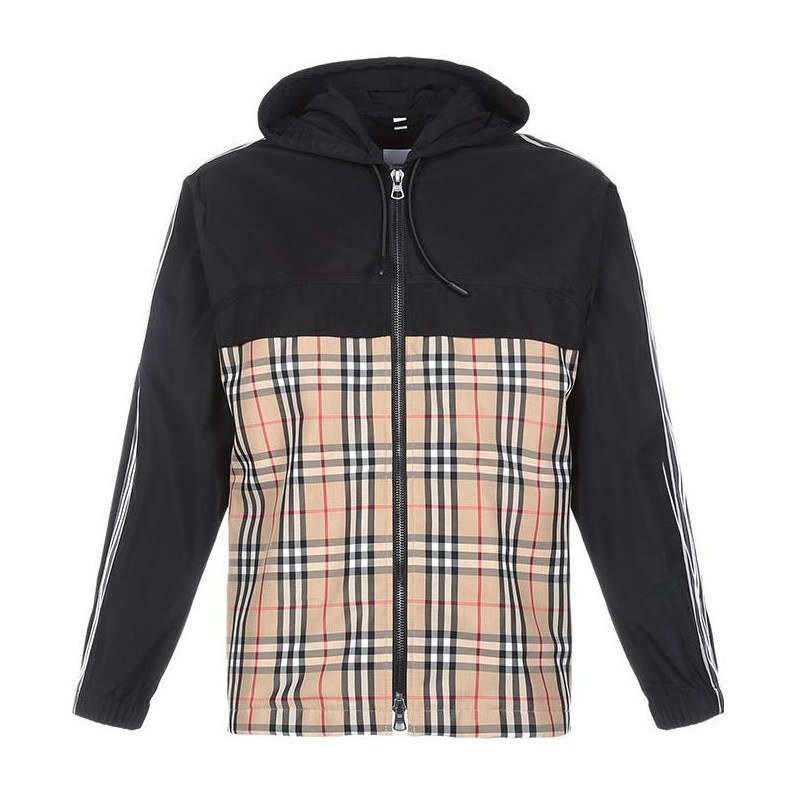 Burberry Checked Zip Hoodie Jacket Beige