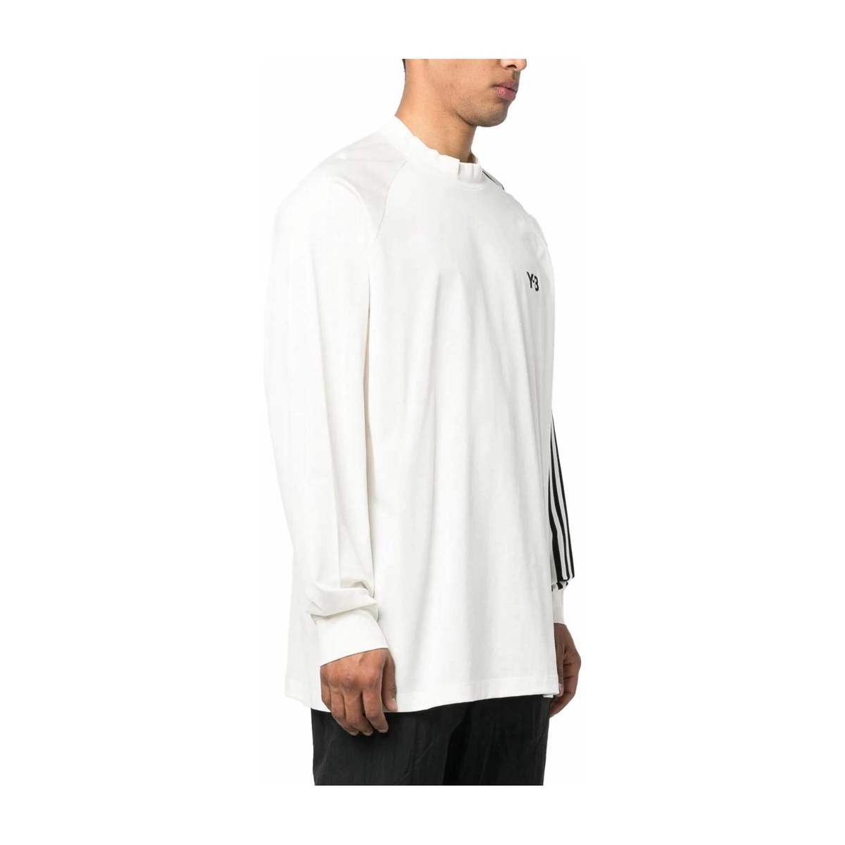 Y-3 Striped Crewneck Long Sleeve Tee White