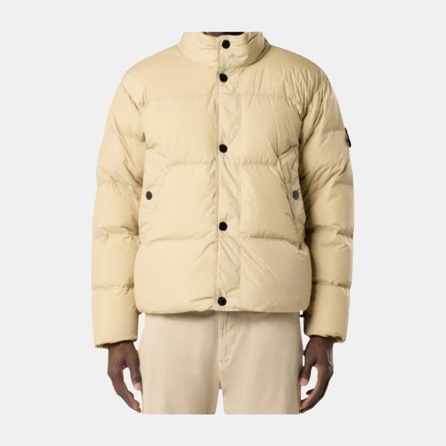 Stone Island Long Sleeve Zipper Pocket Down Jacket Desert
