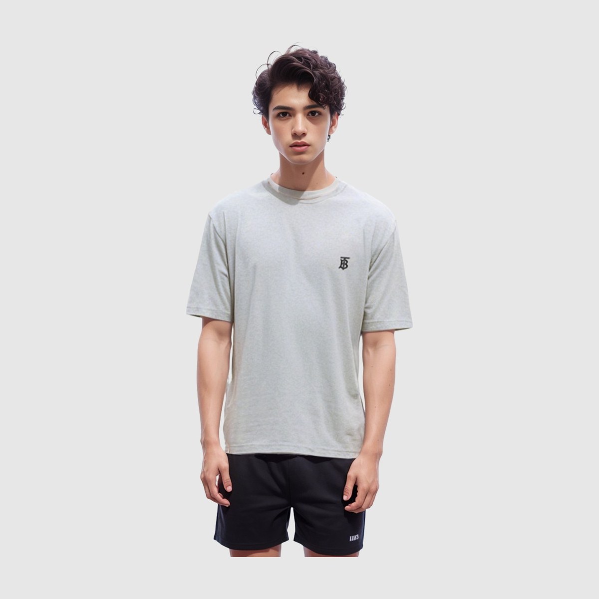 Burberry Logo Embroidered Crewneck T-Shirt Grey