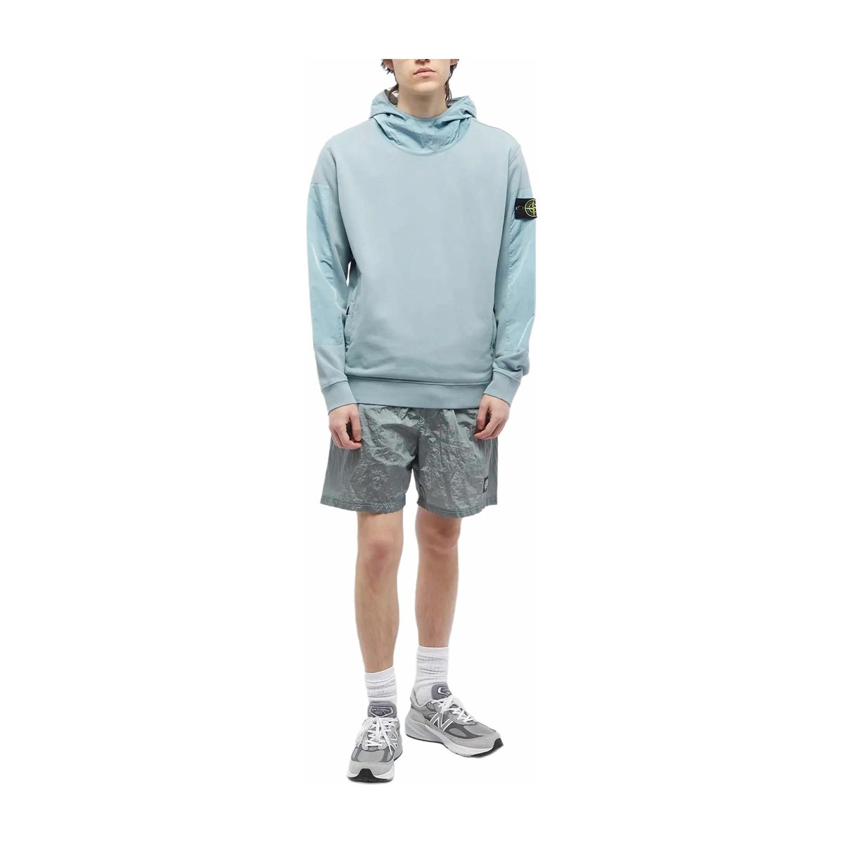 Stone Island Silver Nylon Shorts