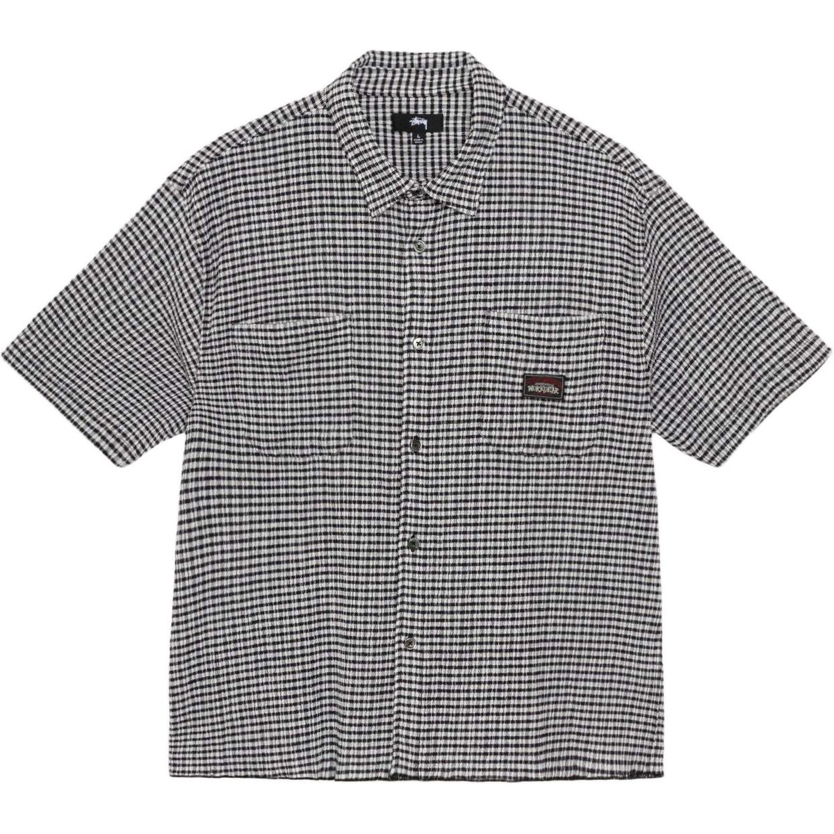 Stussy SS25 CRINKLED CHECK SS SHIRT logo