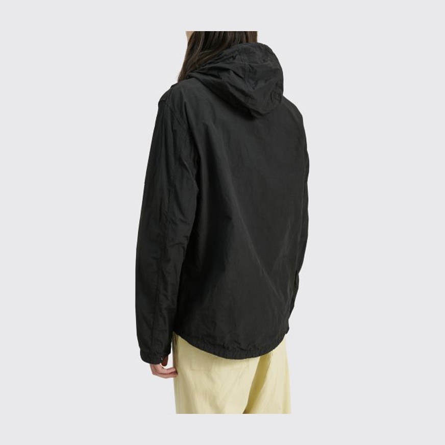 Stone Island SS21 Logo Print Hooded Jacket Black