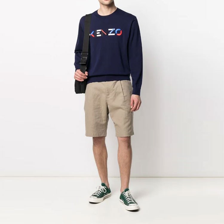 KENZO Logo Embroidered Pullover Blue