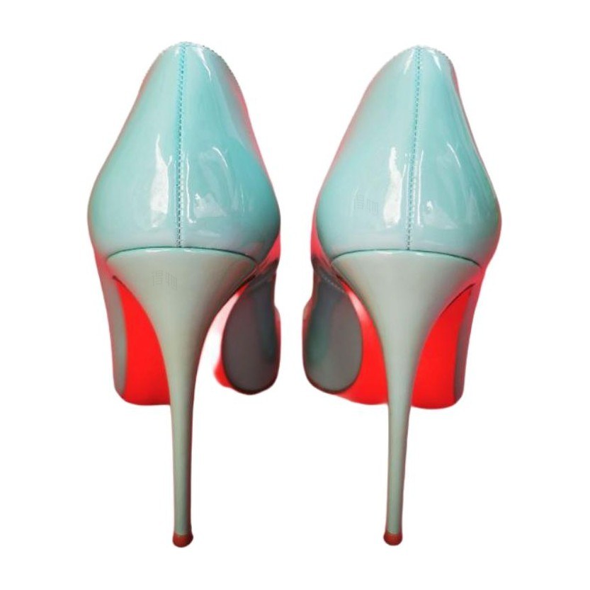 CL Platinum Kate Patent Pointed Toe 12cm Heels Green