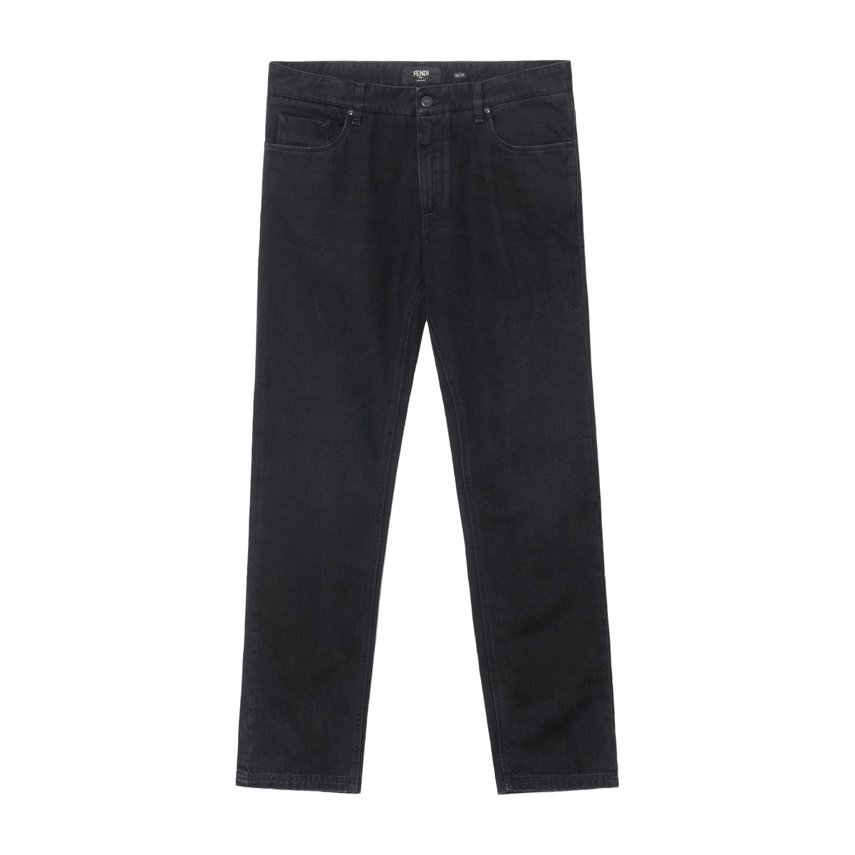Fendi Logo Straight Jeans Black
